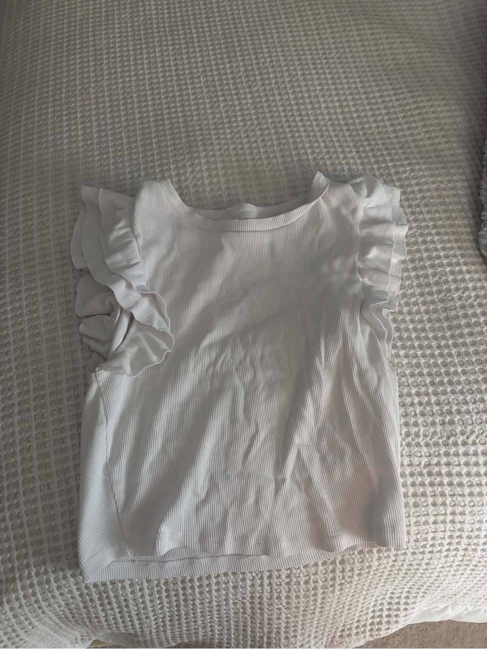 Zara White Ruffle Sleeve Tank Top